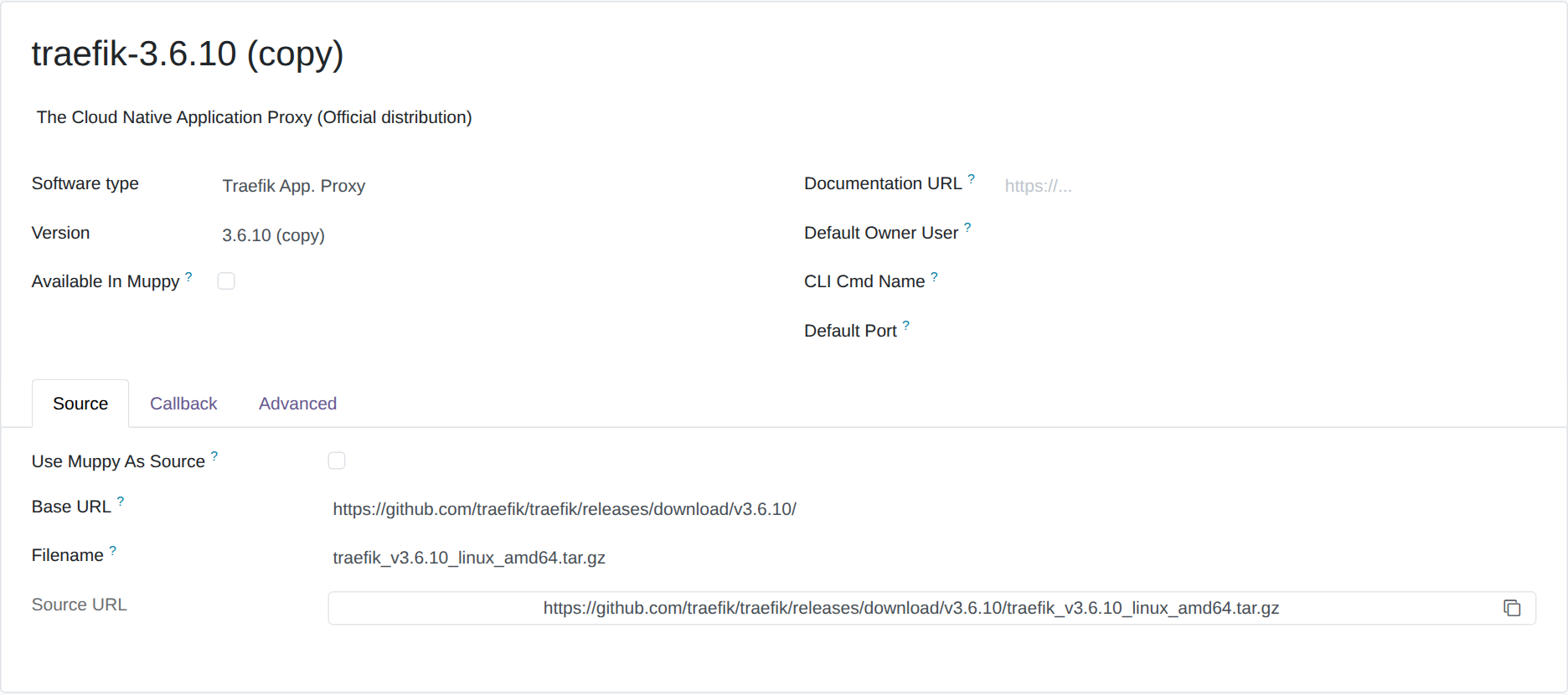 The form of a duplicated release: its title and its version read traefik-3.6.10 (copy)