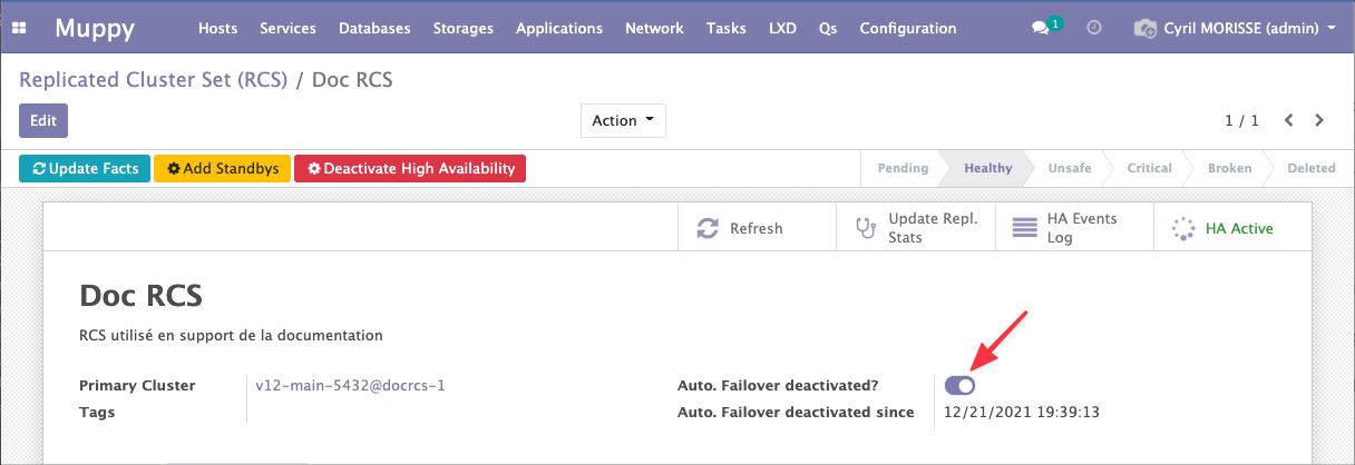 Deactivating automatic failover